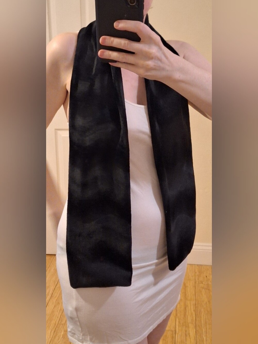 Black Faux Fur Textured Scarf